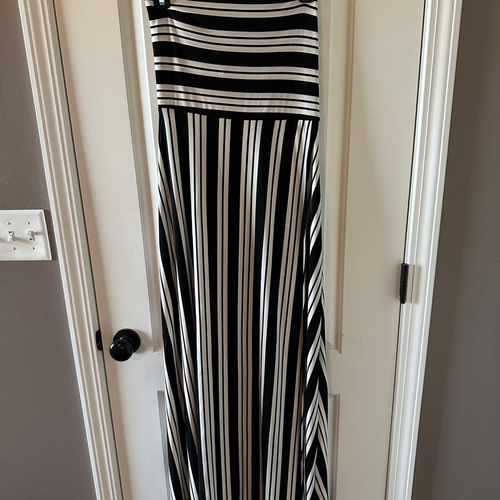 Black and White Striped Maxi Dress